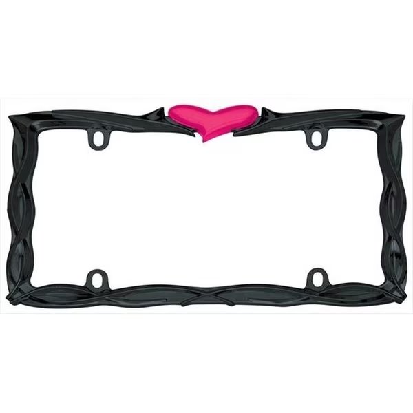 Cruiser Accessories 22456 Heart License Plate Frame; Glossy Black And Pink, Cruiser Accessories, Mfr#: 22456
